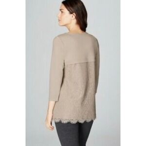 J Jill Top Ponte Knit Lace Tunic Size Medium